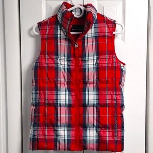 Woman's Lands End Plaid XS Full Zipper Vest 2 pockets Great Colors